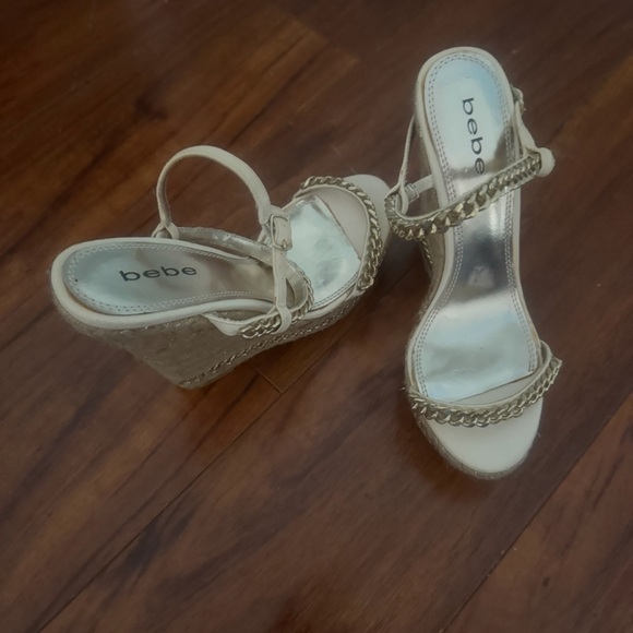 bebe Gold Chain Wedge Sandals - Picture 4 of 7